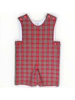 Orient Expressed Toddler Boys Red Plaid Shortalls Romper Outfit 3 / 3T